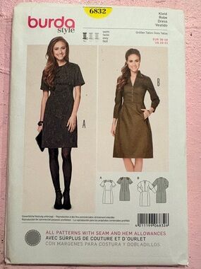 BN UNCUT BURDA 6832 DRESS SEWING PATTERN